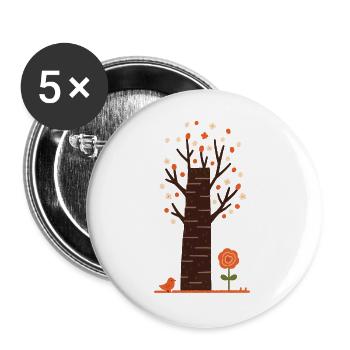 Whimsical Blossom Tree with Bird - Buttons large 2.2''/56 mm (5-pack) - white - Front
