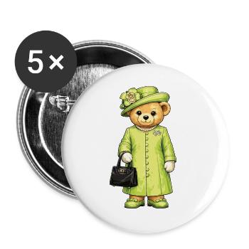 Royal Teddy Bear Design | Cute Vintage Teddy Bear - Buttons large 2.2''/56 mm (5-pack) - white - Front