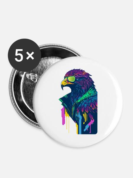 Neonadler - Buttons groß 56 mm (5er Pack) - Weiß