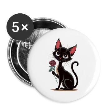 T-shirt Rose Chat Noir - Lot de 5 grands badges (56 mm) - blanc - Devant
