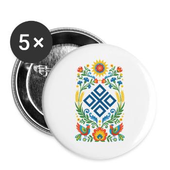Mokosz Folk Ornament - Buttons large 2.2''/56 mm (5-pack) - white - Front