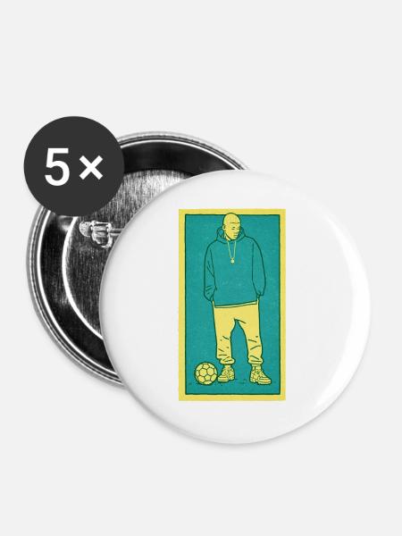 Football player #1 - Buttons groß 56 mm (5er Pack) - Weiß