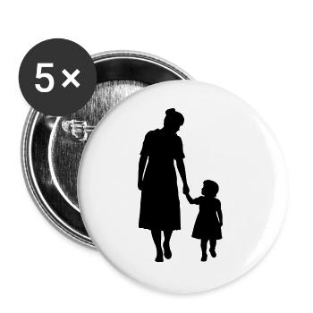Family Silhouette Dear Children Parents Mom Dad - Buttons large 2.2''/56 mm (5-pack) - white - Front