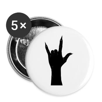 Silhouette de la main rocheuse avec cornes - Lot de 5 grands badges (56 mm) - blanc - Devant