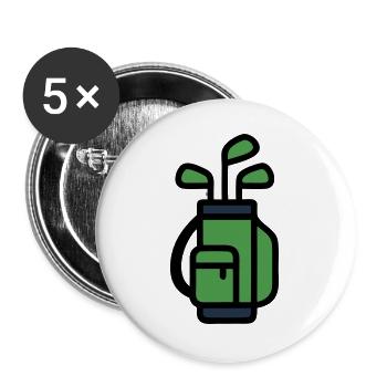 Golftasche Golfbag Golfspieler Golfclub Turnier - Buttons groß 56 mm (5er Pack) - Weiß - Vorne