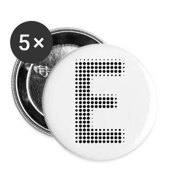 Buchstabe E – Punktmuster Initial Design - Buttons groß 56 mm (5er Pack) - Weiß - Vorne