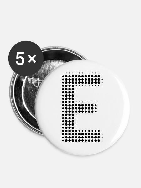 Buchstabe E – Punktmuster Initial Design - Buttons groß 56 mm (5er Pack) - Weiß