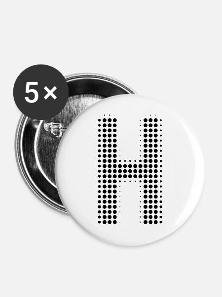 Buchstabe H – Punktmuster Initial Design - Buttons groß 56 mm (5er Pack) - Weiß