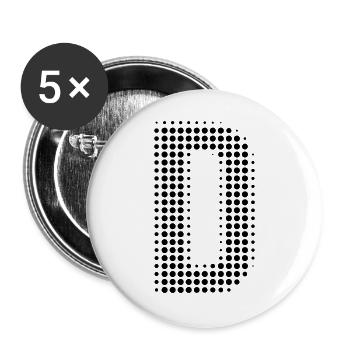 Buchstabe D – Punktmuster Initial Design - Buttons groß 56 mm (5er Pack) - Weiß - Vorne