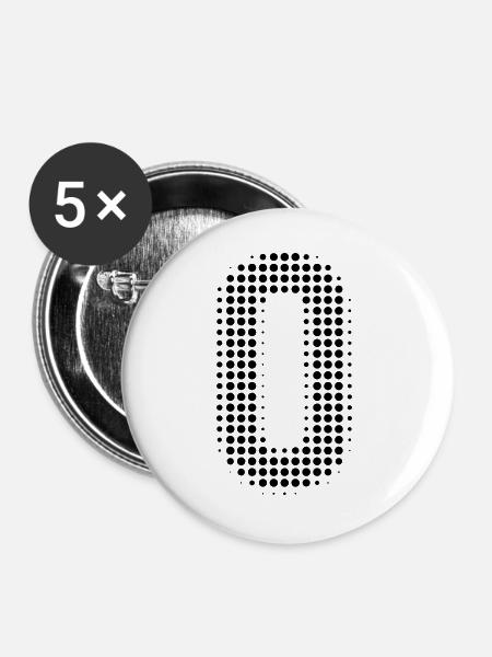 Buchstabe O – Punktmuster Initial Design - Buttons groß 56 mm (5er Pack) - Weiß