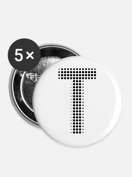Buchstabe T – Punktmuster Initial Design - Buttons groß 56 mm (5er Pack) - Weiß