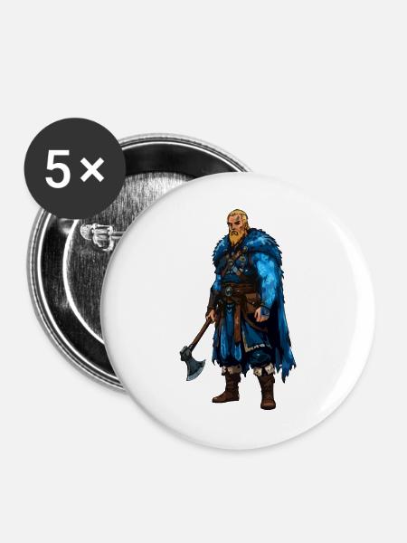Wikinger Krieger - Buttons groß 56 mm (5er Pack) - Weiß