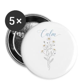 Chamomile Flowers Calm Relaxation - Buttons large 2.2''/56 mm (5-pack) - white - Front