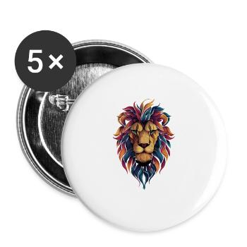 Prism Lion Head Blaze of Color - Buttons large 2.2''/56 mm (5-pack) - white - Front