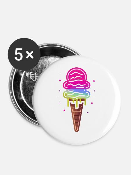 Eiswaffel - Buttons groß 56 mm (5er Pack) - Weiß
