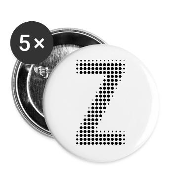Buchstabe Z – Punktmuster Initial Design - Buttons groß 56 mm (5er Pack) - Weiß - Vorne