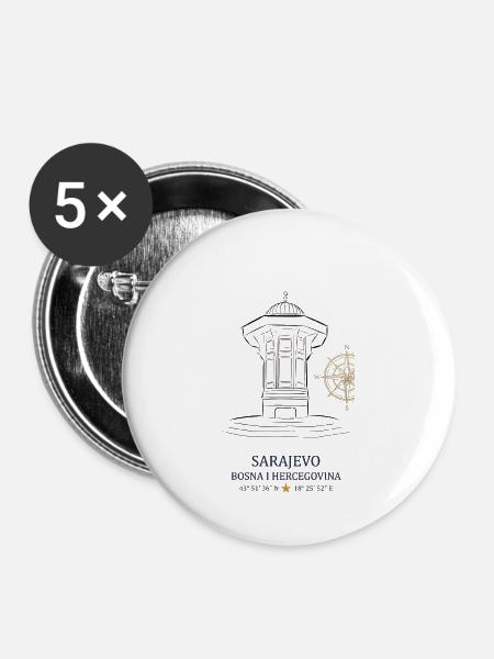 Sarajevo Sebilj - Buttons groß 56 mm (5er Pack) - Weiß