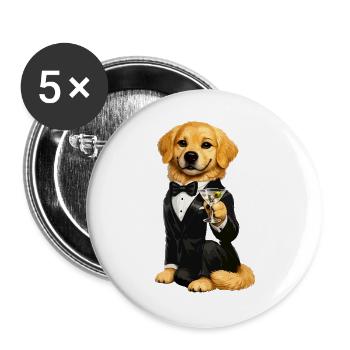 Golden Retriever James - Lot de 5 grands badges (56 mm) - blanc - Devant