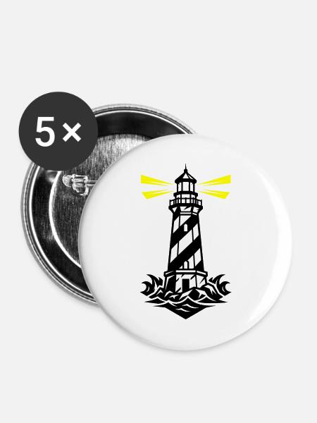 Leuchtturm Küste Symbol - Buttons groß 56 mm (5er Pack) - Weiß