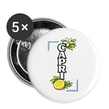 Capri Lemon Blossom Amour Été Méditerranéen - Lot de 5 grands badges (56 mm) - blanc - Devant