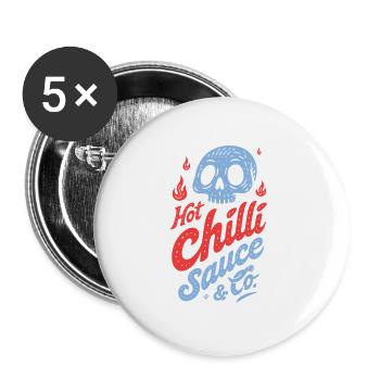 Blue Skull Chili Sauce Design - Buttons large 2.2''/56 mm (5-pack) - white - Front