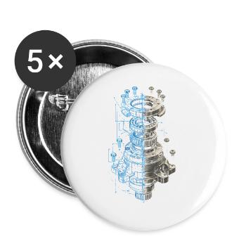 Cutting machine operator CNC router - Buttons large 2.2''/56 mm (5-pack) - white - Front