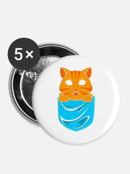 Tabby Katze - Buttons groß 56 mm (5er Pack) - Weiß