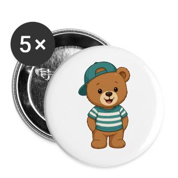 Cuddly Bear Teddy Bear - Buttons large 2.2''/56 mm (5-pack) - white - Front