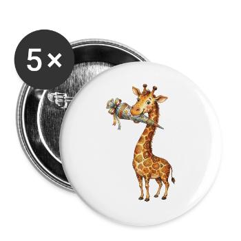 Süße Giraffe zum Schulanfang mit Schultüte - Buttons groß 56 mm (5er Pack) - Weiß - Vorne