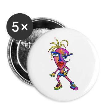 Neon Wildes Cartoon Portrait - Buttons groß 56 mm (5er Pack) - Weiß - Vorne