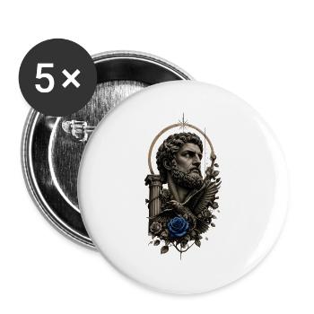 Tattoo art with blue rose - Buttons large 2.2''/56 mm (5-pack) - white - Front