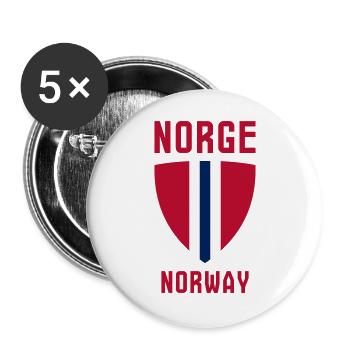 Norge – Norwegen - Buttons groß 56 mm (5er Pack) - Weiß - Vorne