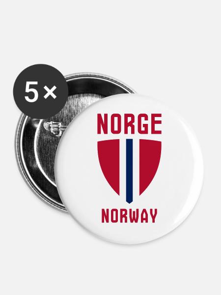 Norge – Norwegen - Buttons groß 56 mm (5er Pack) - Weiß