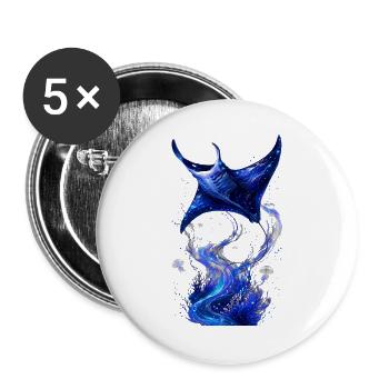 Kosmisch-Blaue Astral-Manta - Buttons groß 56 mm (5er Pack) - Weiß - Vorne