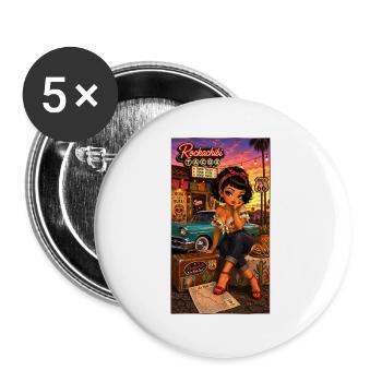 Penelope Pinup Road 66 Vintage 50er - Chibi Kek-In - Buttons groß 56 mm (5er Pack) - Weiß - Vorne