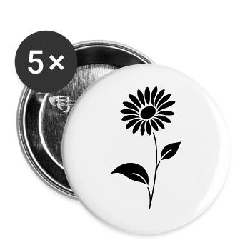 Abstrakte Blumen Silhouette Sommermotiv - Buttons groß 56 mm (5er Pack) - Weiß - Vorne