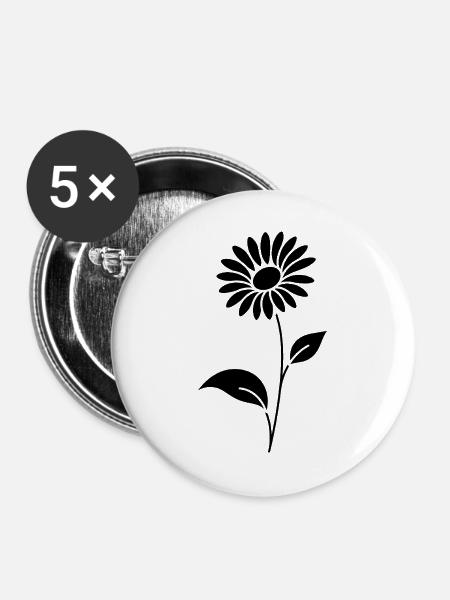 Abstrakte Blumen Silhouette Sommermotiv - Buttons groß 56 mm (5er Pack) - Weiß