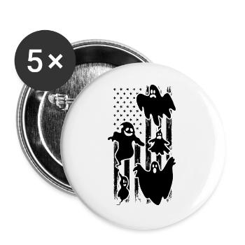 Halloween Ghost Halloween US Flag Ghost - Buttons groß 56 mm (5er Pack) - Weiß - Vorne