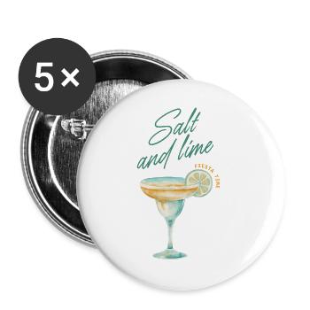 Salz Limette Fiesta - Buttons groß 56 mm (5er Pack) - Weiß - Vorne