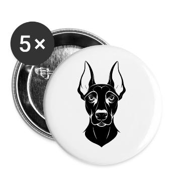 Doberman Pinscher Dog Head - Buttons large 2.2''/56 mm (5-pack) - white - Front
