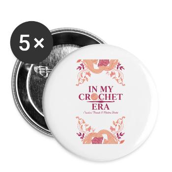 In meiner Häkelzeit Kreative Fäden Moderne Nadeln - Buttons groß 56 mm (5er Pack) - Weiß - Vorne