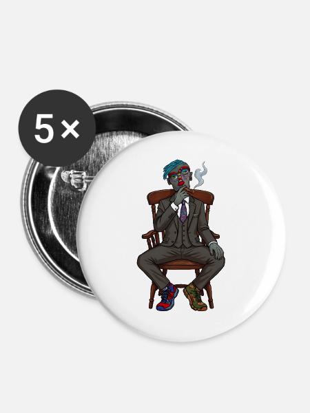 Surreales Noir-Idol im Anzug - Buttons groß 56 mm (5er Pack) - Weiß