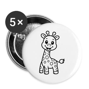 Cute Giraffe Kids Animal Motif - Buttons large 2.2''/56 mm (5-pack) - white - Front