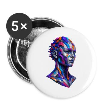 Mosaic Portrait Farbrausch - Buttons large 2.2''/56 mm (5-pack) - white - Front