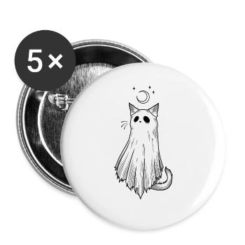 Fog cat in the moonlight - Buttons large 2.2''/56 mm (5-pack) - white - Front