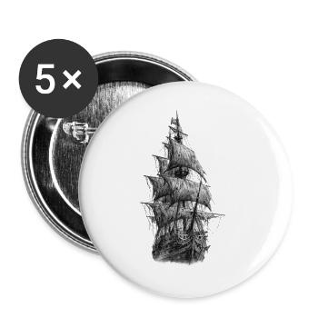 Pirate Ship Gothic Graphic - Buttons large 2.2''/56 mm (5-pack) - white - Front