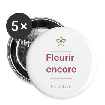 Fleurir Encore Floral - Lot de 5 grands badges (56 mm) - blanc - Devant