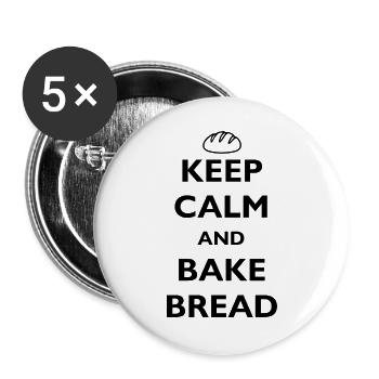 BROTSHIRT - KEEP CALM AND BAKE BREAD - BROT BACKEN - Buttons groß 56 mm (5er Pack) - Weiß - Vorne