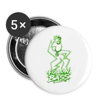 Neon Graffiti Bass Beast - Buttons large 2.2''/56 mm (5-pack) - white - Front