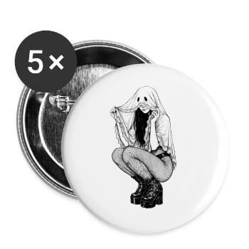 Ghost Pinup Gothic Silhouette - Buttons large 2.2''/56 mm (5-pack) - white - Front